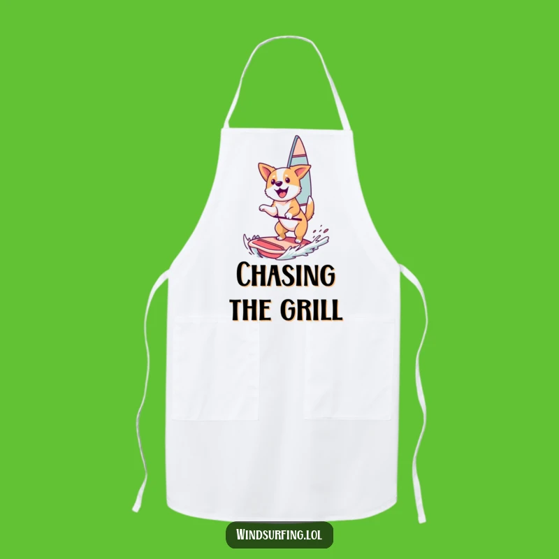 Funny Dog Windsurfing Apron: Happy Chef Dog, Great Chef Funny Gift!