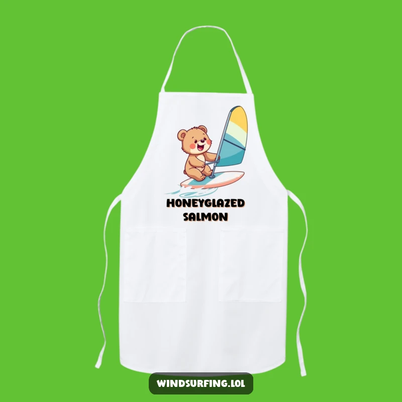 Funny Bear Cub Windsurf Apron: Cook Up Some Breezy Fun