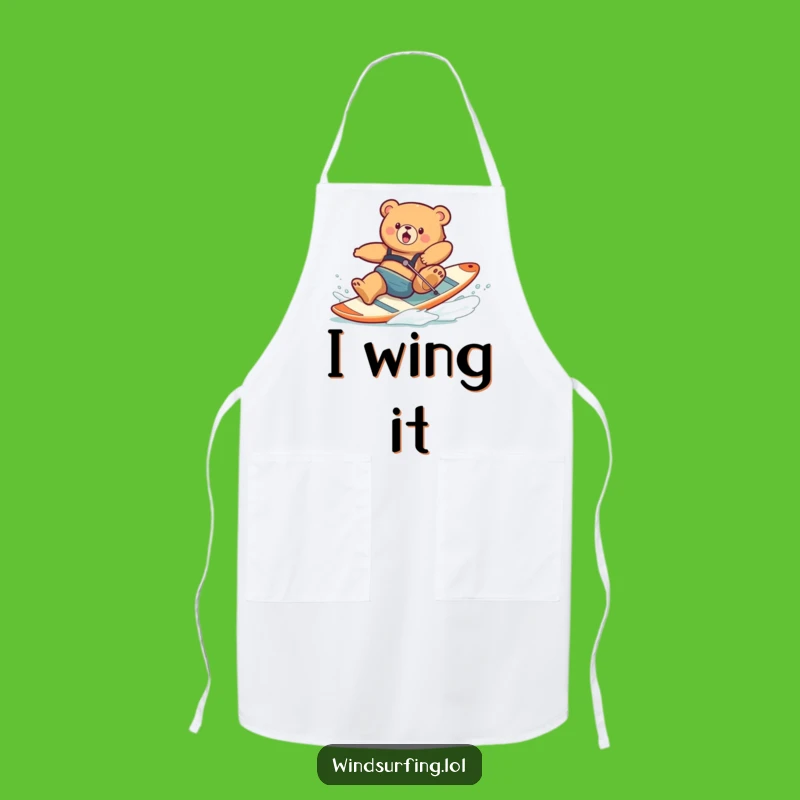 Funny Clumsy Bear Windsurfing Apron: Cook with Hilarious Mishaps!