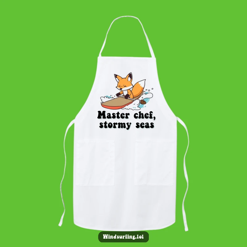 Funny Determined Fox Surfer Apron: Fox's Kitchen Strategy, Whimsical Funny Gift