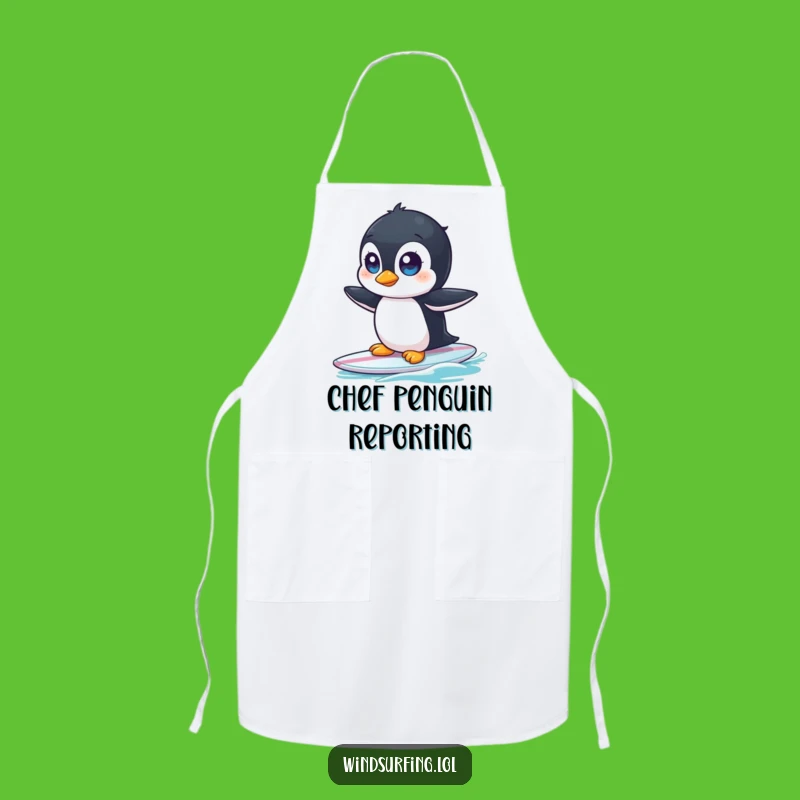Funny Penguin Surf Apron: Cook Up Laughs with This Wide-Eyed Chef