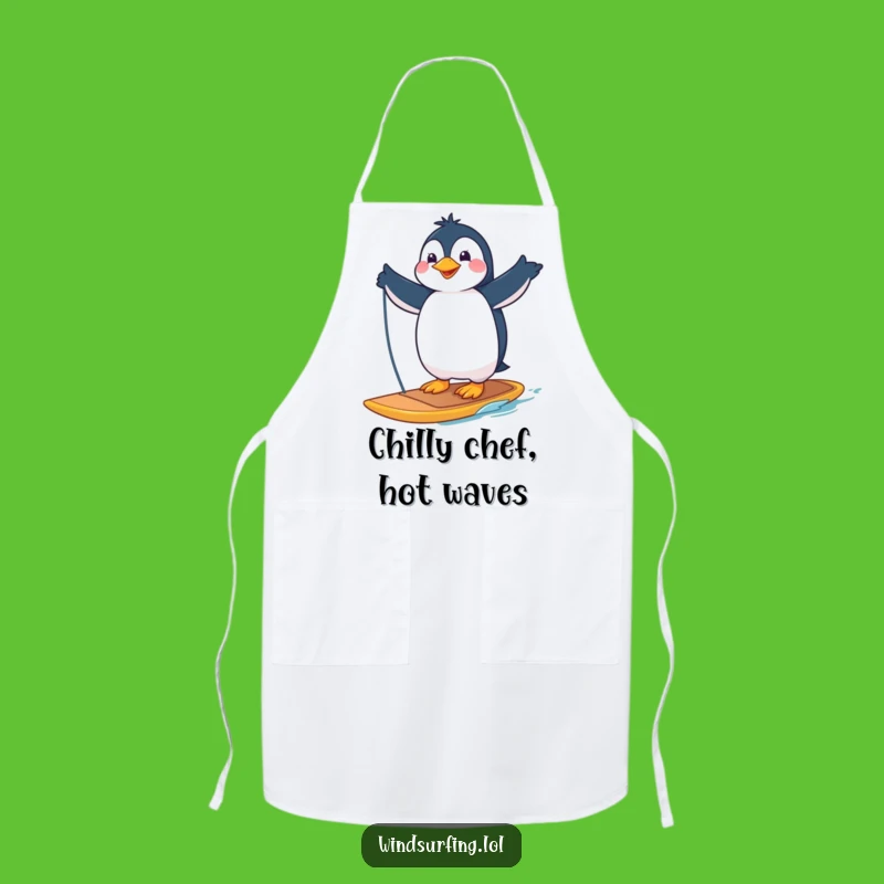 Funny Penguin Windsurfer Apron: Cook Up Laughs in the Kitchen Hilariously