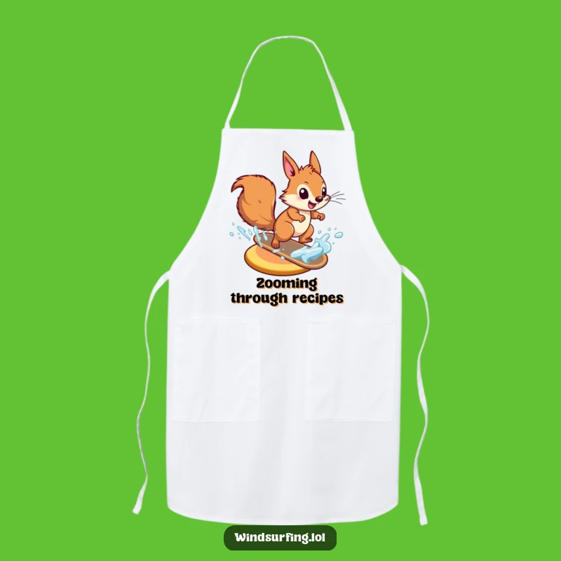 Funny Squirrel Waterskiing Apron: Kitchen Action & Gift