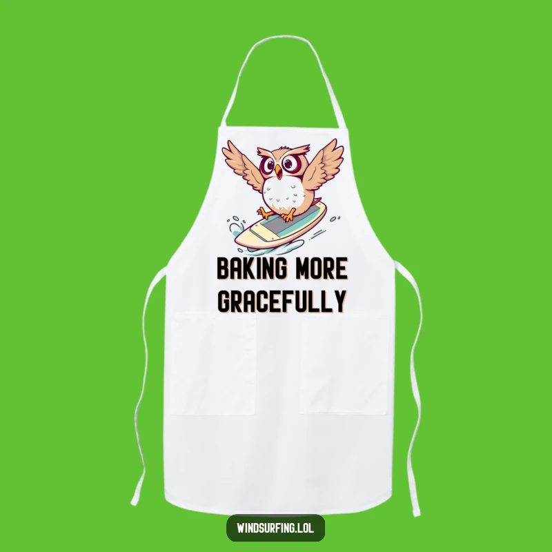 Funny Surprised Owl Windsurf Apron: Kitchen Mishap Ready, Whimsical Funny Gift
