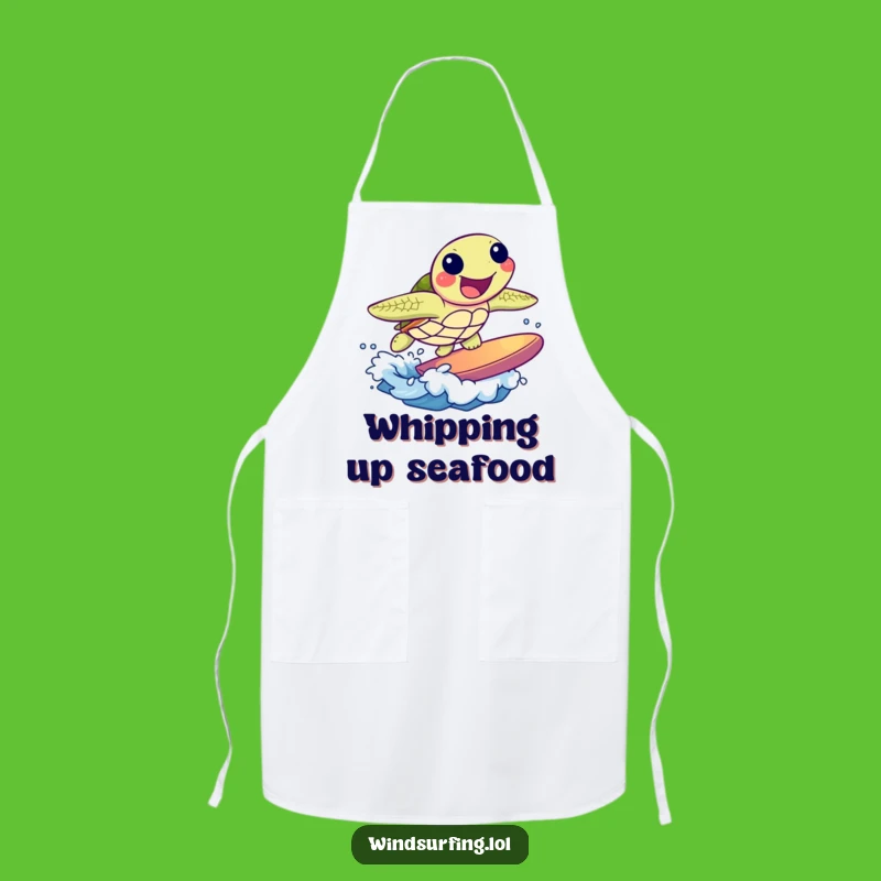 Funny Turtle Surf Apron: Joyful Ocean Wave Cooking Gift