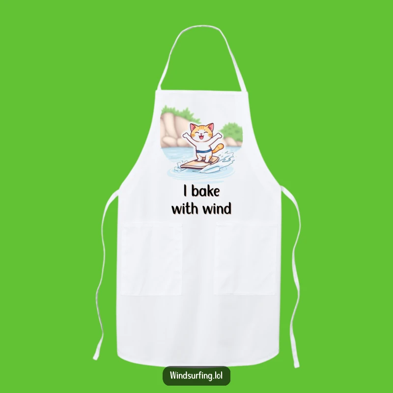 Funny Windsurfing Cat Apron: Cook Up a Storm with Feline Fun in the Kitchen