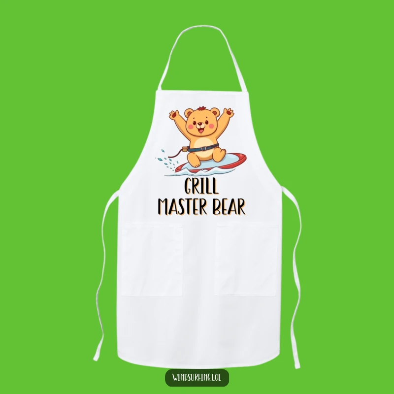 Funny Happy Bear Windsurfing Apron - Kitchen Fun & Joyful Cooking
