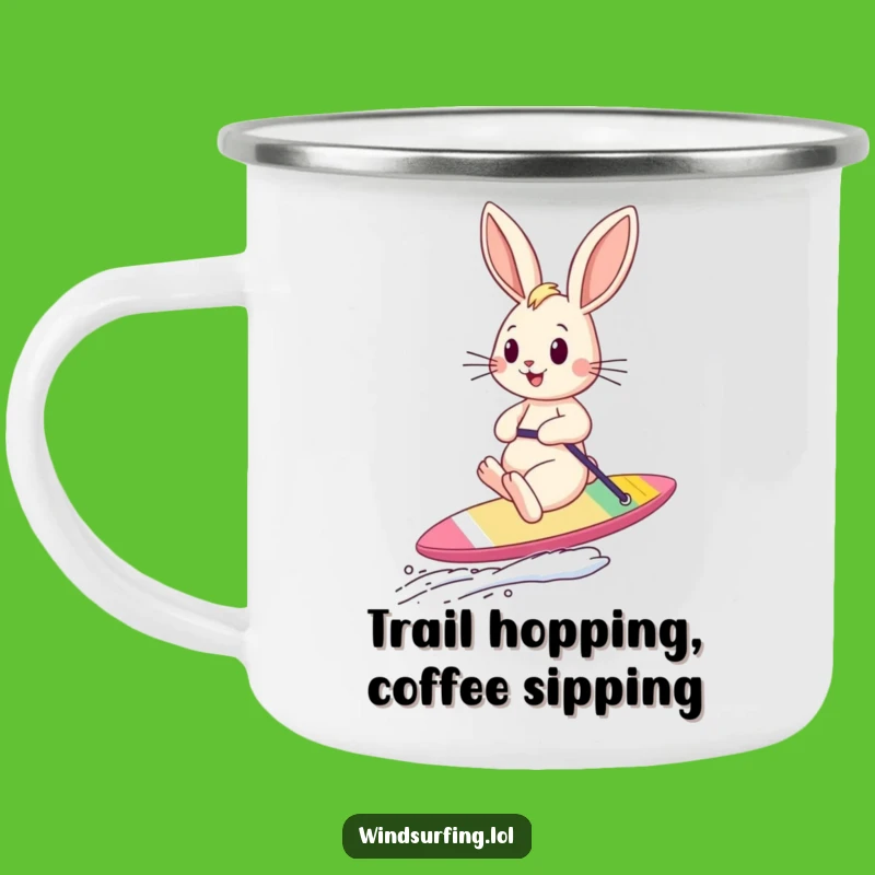 Funny Bouncing Bunny Sailboard Camping Mug: Adventure Drinkware & Gift