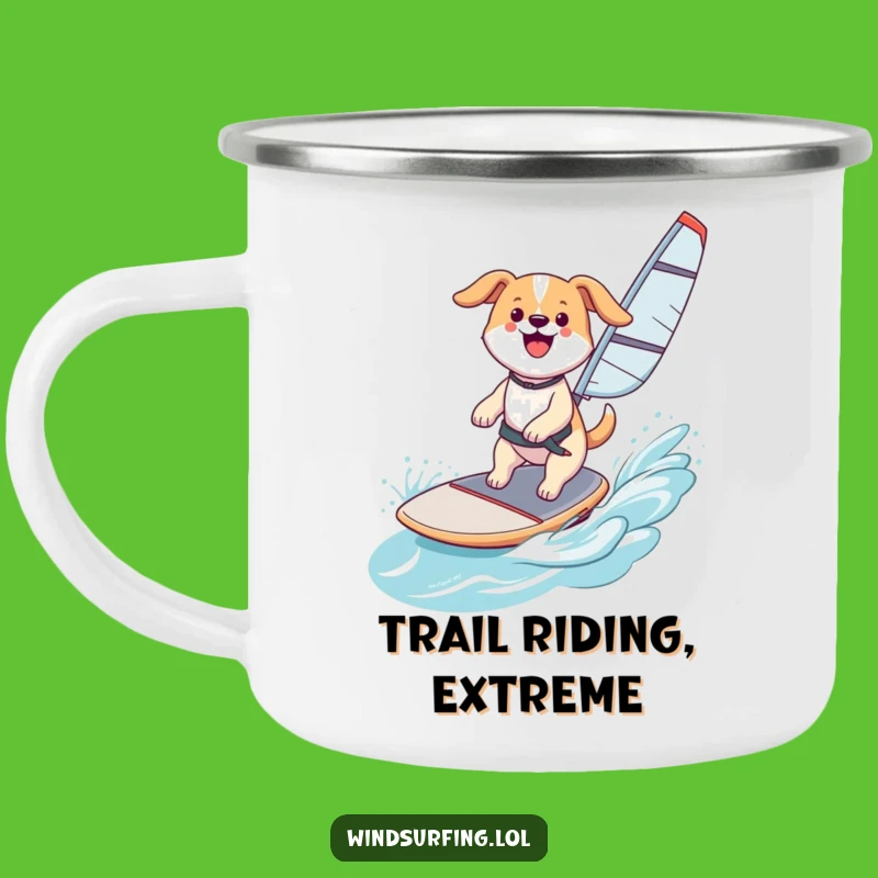 Funny Happy Dog Camping Mug: Adventure Fuel with Canine Cheer, a Rugged Funny Gift!