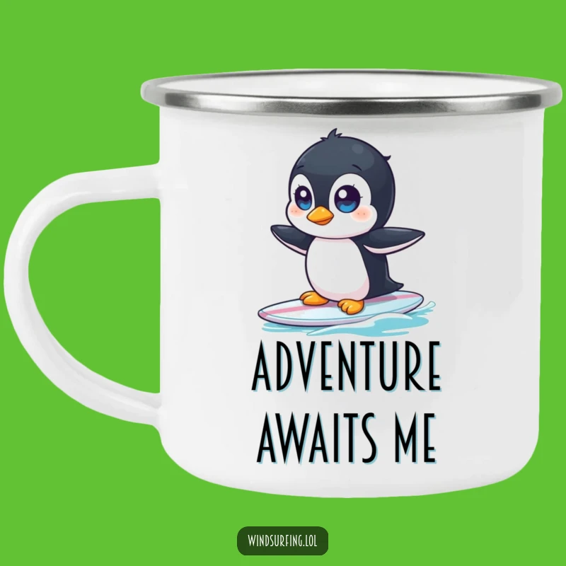 Funny Penguin Surf Camping Mug: Embrace Wobbles Around the Campfire