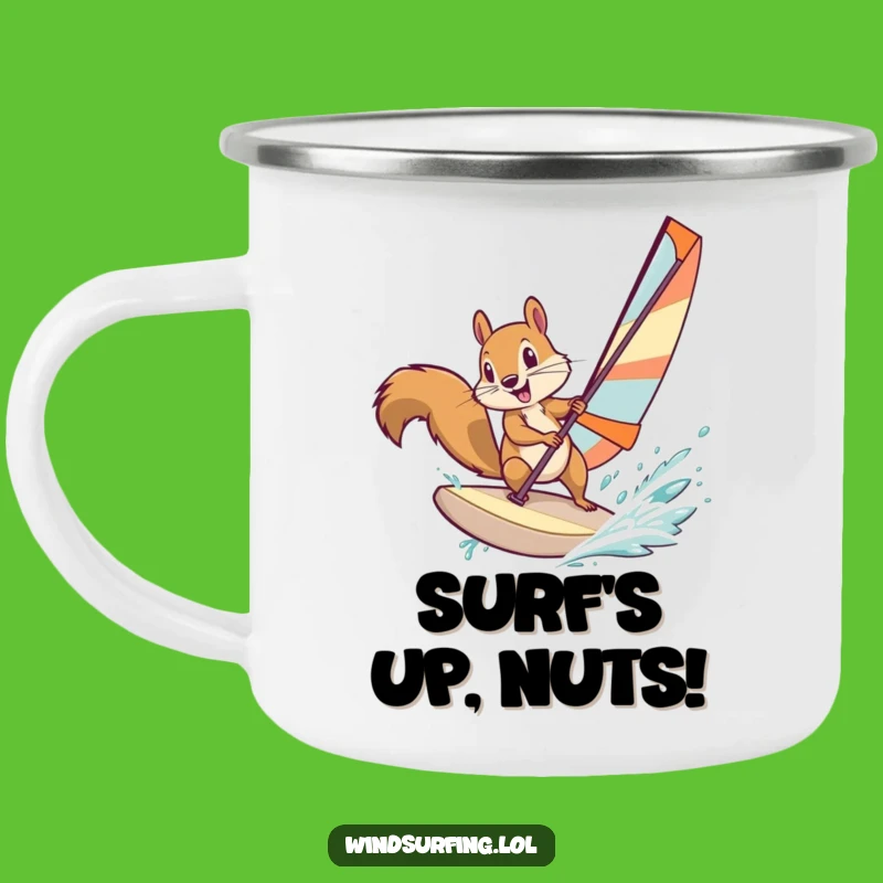 Funny Squirrel Windsurfing Camping Mug - Rugged and Hilarious for Outdoor Brews