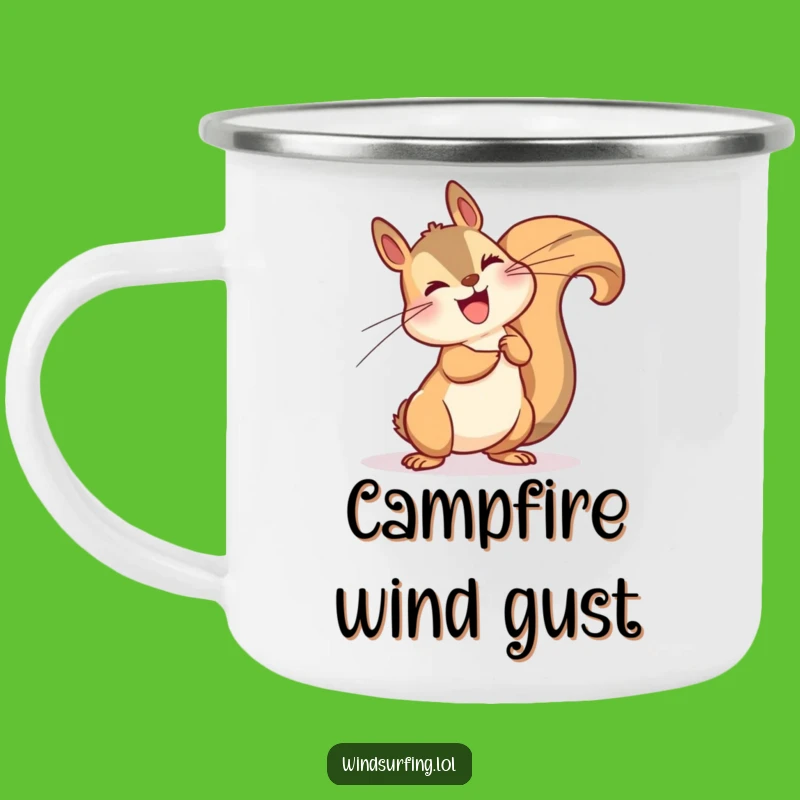 Funny Windy Squirrel Leaning Camping Mug - Outdoorsy Humor