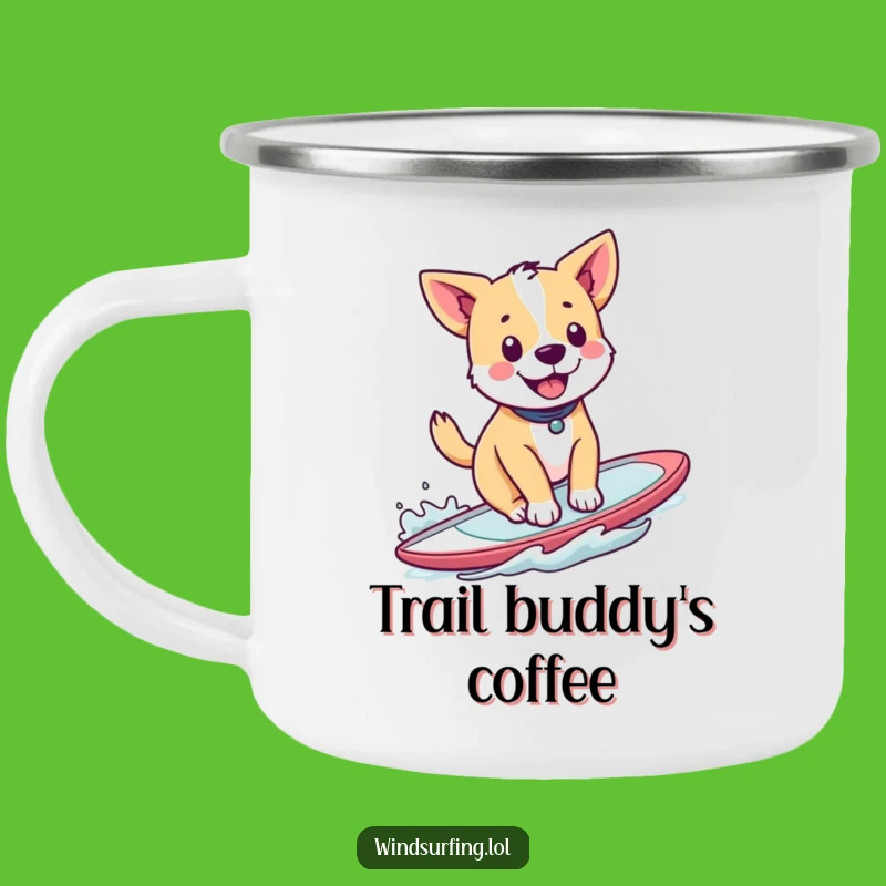 Funny Windsurfing Dog Camping Mug: Your Hilarious Companion for Outdoor Adventures