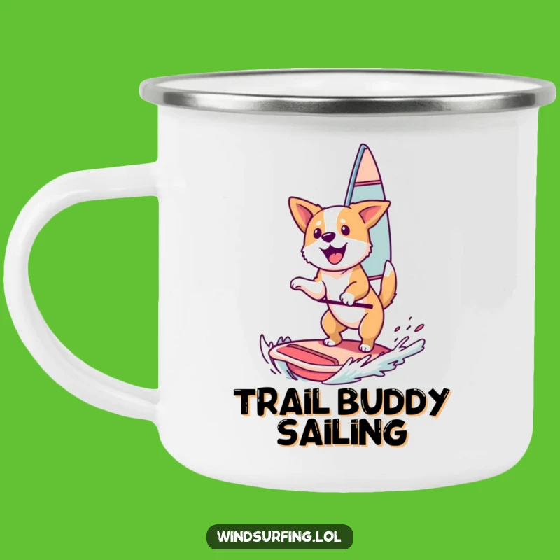 Funny Dog Windsurfing Camping Mug: Happy Adventure, Rugged Funny Gift!