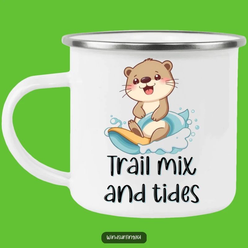 Funny Otter Surfing Camping Mug - Durable & Determined Outdoor Gift