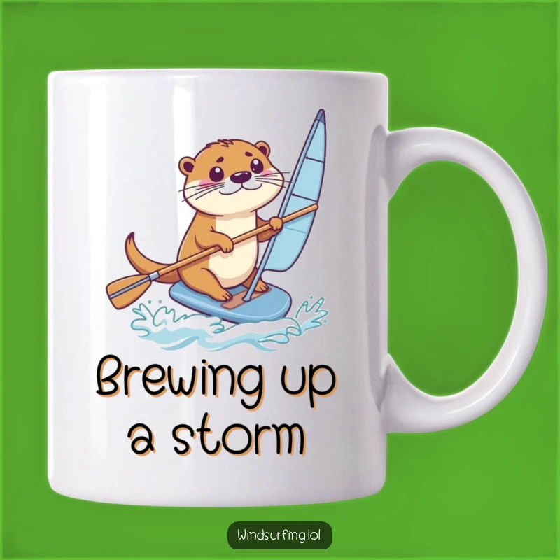 Funny Otter Windsurfer Mug: Master the Waves with Otter Determination, Perfect Funny Gift