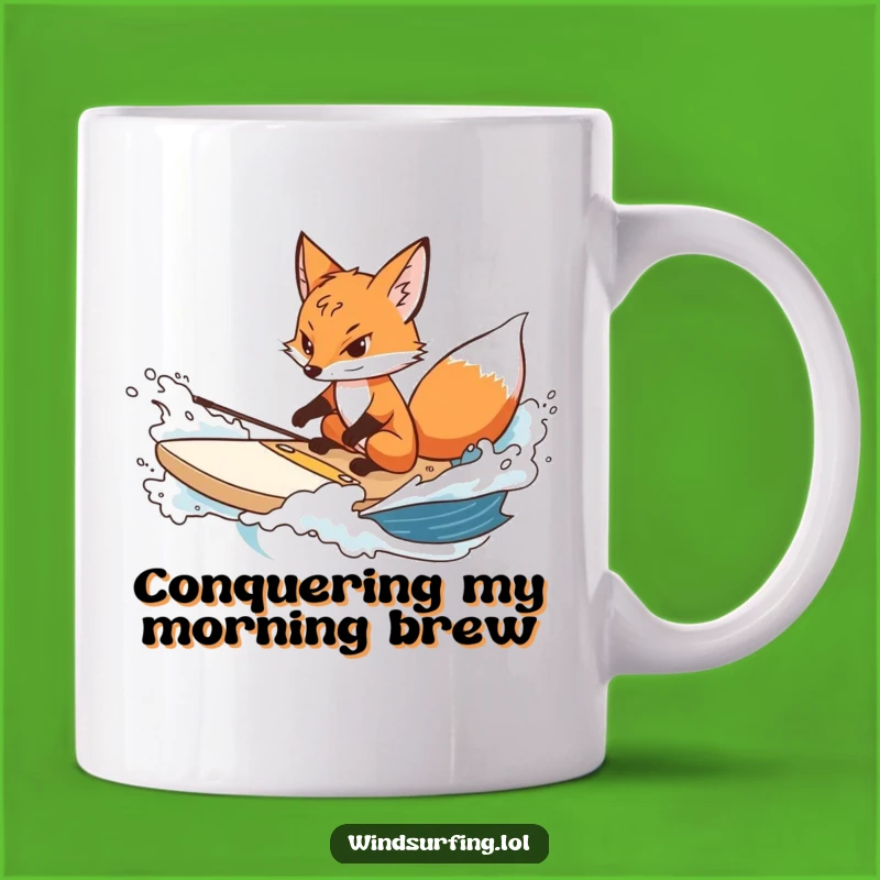 Funny Determined Fox Surf Mug - Resilient Animal Gift, Perfect for Coffee Lovers