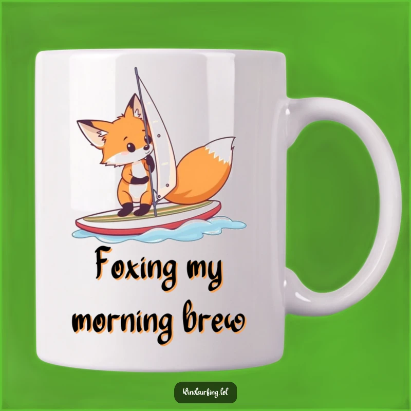 Funny Fox Windsurfing Mug: Curious Sailor Fox, Whimsical Adventure Gift