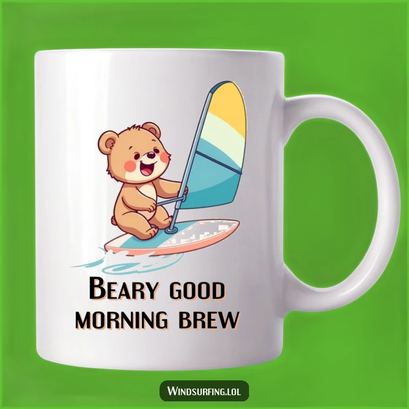 Funny Bear Cub Windsurf Mug: Joyful Ride Gift for Adventure Lovers