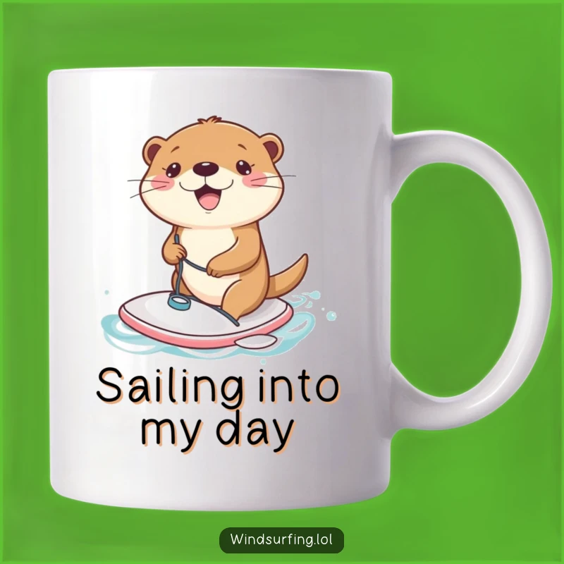 Funny Otter Windsurfing Mug: Joyful Aquatic Adventure, Perfect Water Lover Funny Gift!