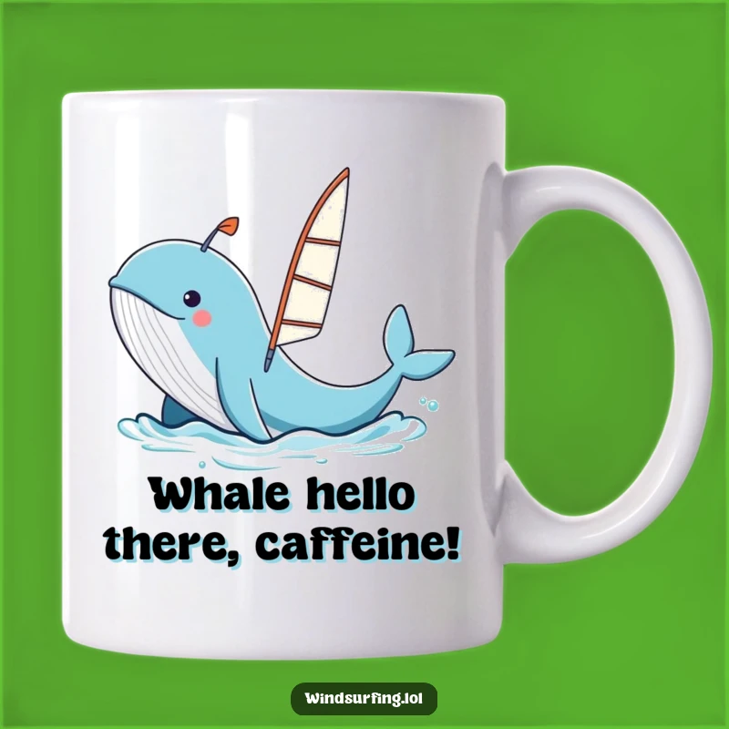 Funny Whale Windsurfing Mug - Whimsical Ocean Adventure Gift for Surfers