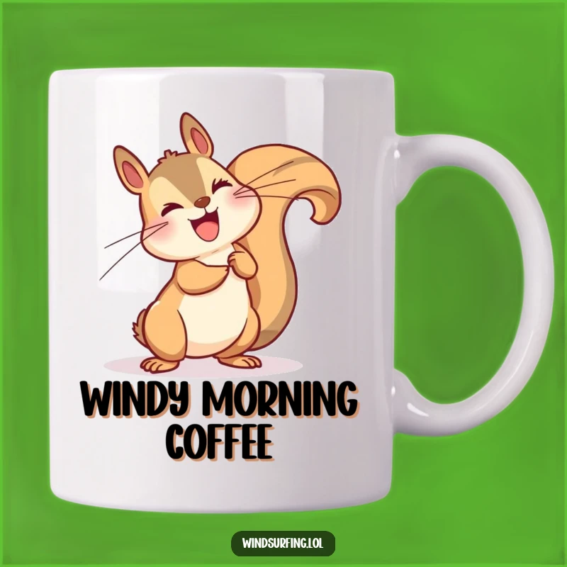 Funny Windy Squirrel Leaning Mug - Hilarious Nature Gift