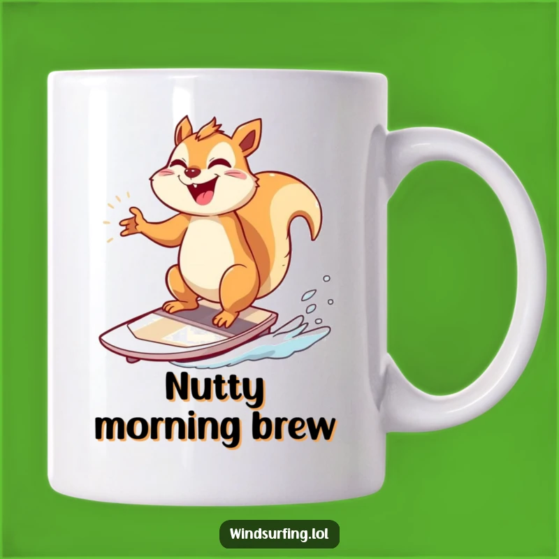Funny Squirrel Windsurfer Mug: Triumphant Ride, A Hilarious Funny Gift