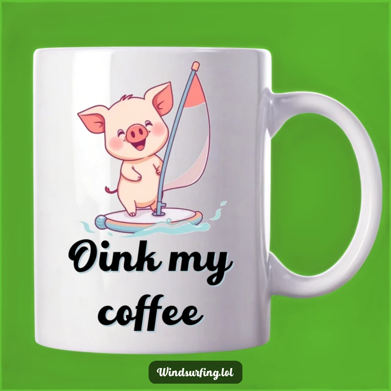 Funny Piglet Windsurfing Mug - Adorable and Hilarious Gift for Sailing Enthusiasts
