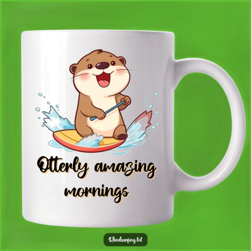 Funny Otter Windsurfing Mug: Splashing Otter, Joyful Adventure Gift