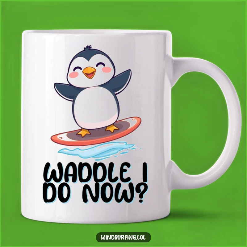 Funny Penguin Windsurfing Mug - Hilarious Arctic Sports Gift for Penguin Lovers