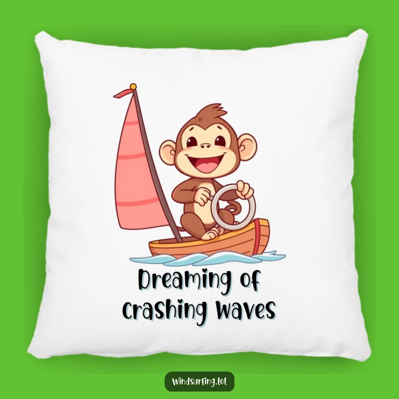 Funny Excited Monkey Pillow: Cozy Comfort with Sailing Adventures!