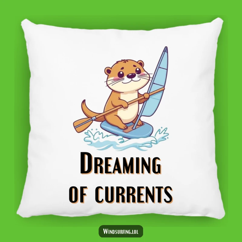 Funny Otter Windsurfer Pillow: Huggable Humor for Your Couch, A Sweet Funny Gift