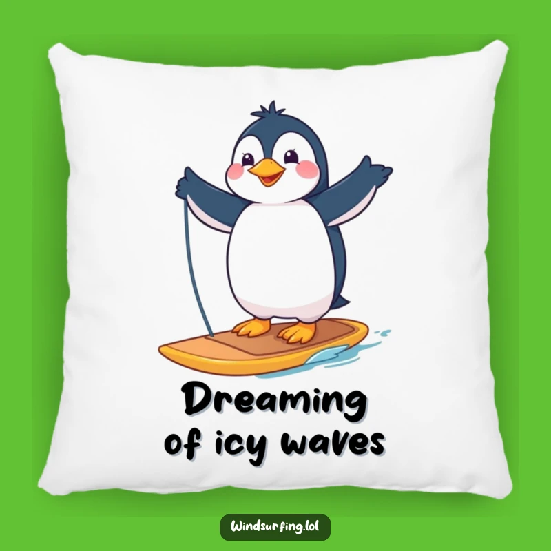 Funny Penguin Windsurfer Pillow: Cozy Up with This Hilarious Home Decor