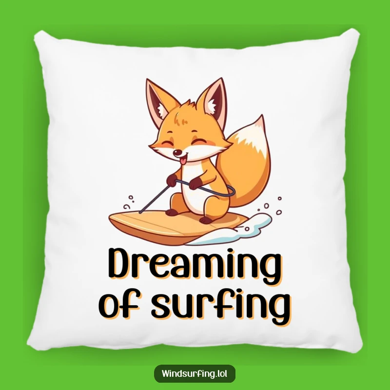 Funny Fox Windsurfing Tongue Pillow - Cozy Adventure Accent