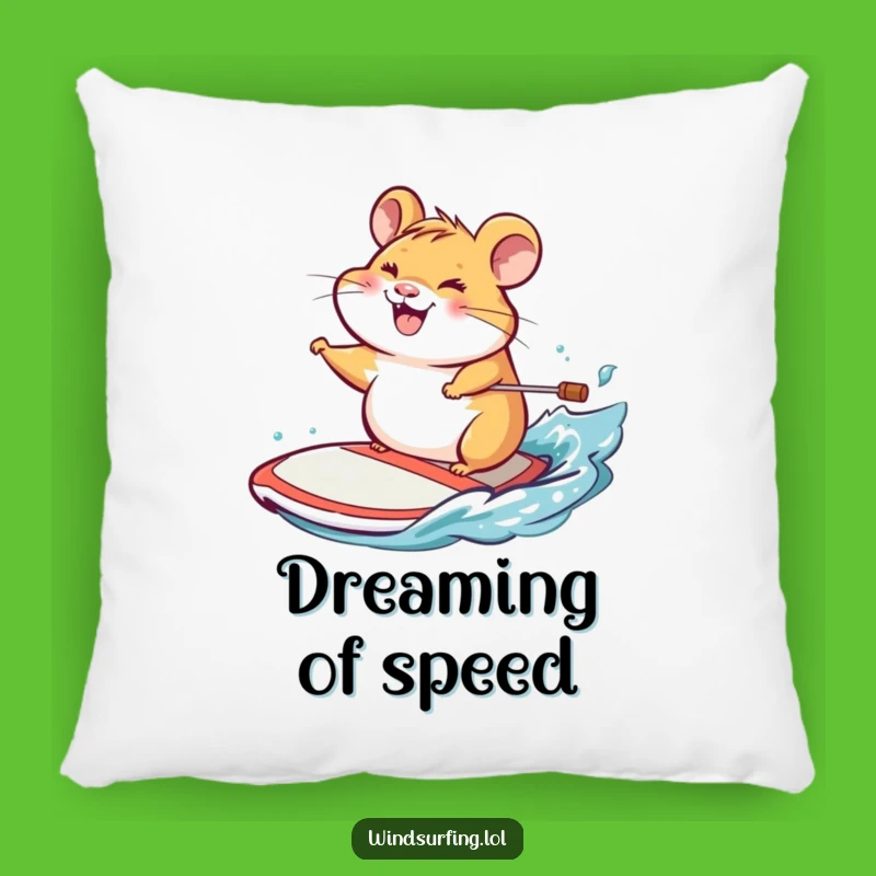 Funny Hamster Windsurf Pillow: Cozy Comfort with a Cheerful Navigator