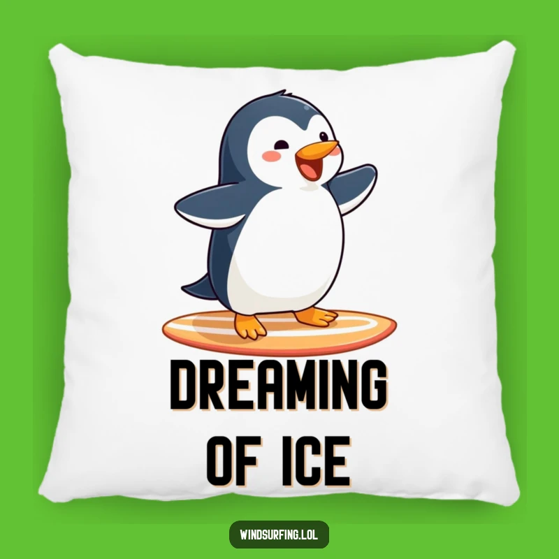 Funny Penguin Surfing Pillow: Cozy Joy with a Gliding Penguin