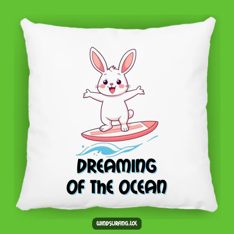 Funny Rabbit Windsurfer Pillow: Cozy Up with a Cheerful Hare's Hilarious Balancing Act