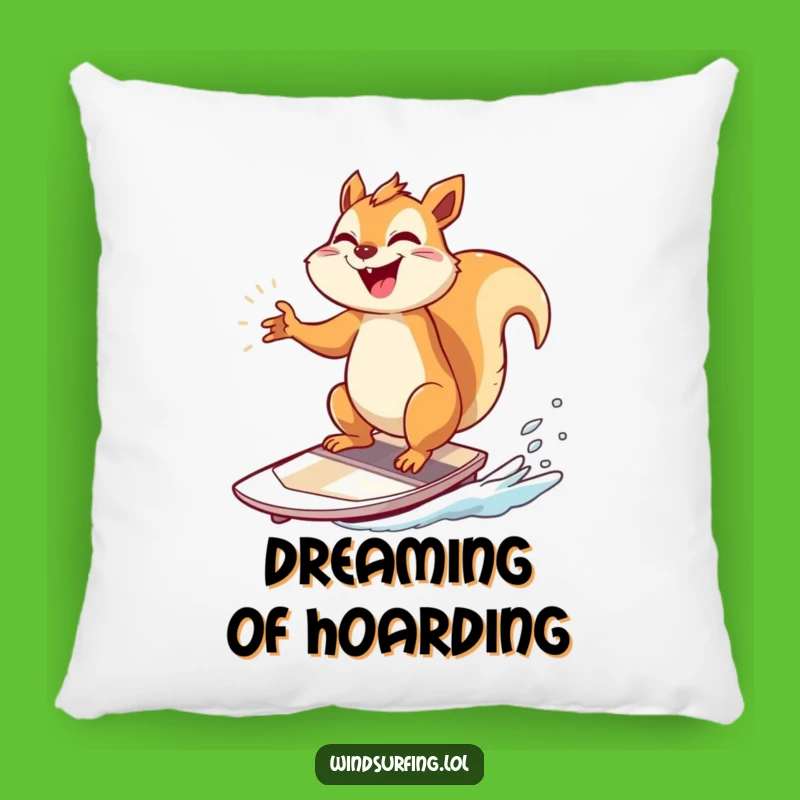 Funny Squirrel Windsurfer Pillow: Huggable Humor for Your Couch, A Sweet Funny Gift