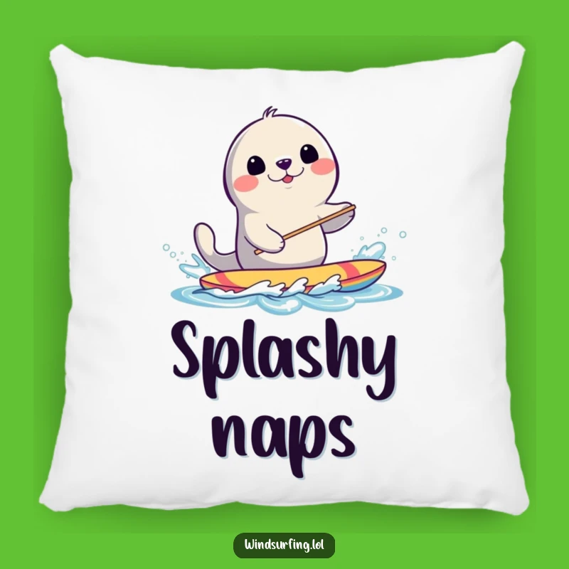 Funny Seal Windsurfing Pillow: Cozy Comfort with a Splashing Seal