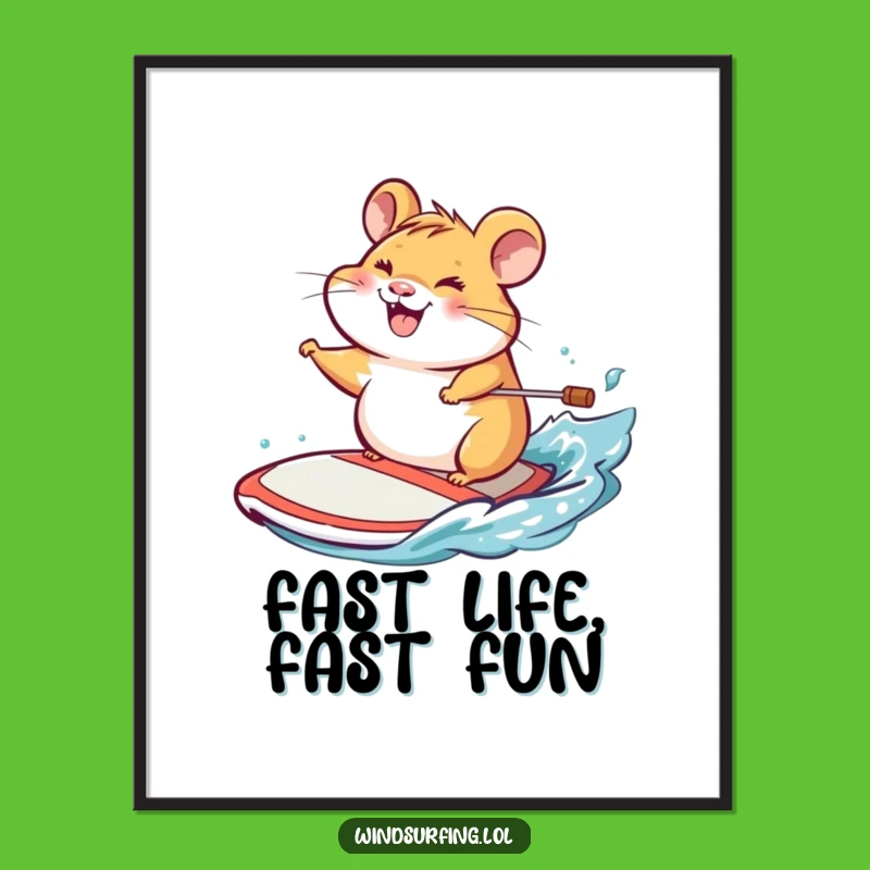 Funny Hamster Windsurf Digital Art: Cheerful Grin for Instant Fun