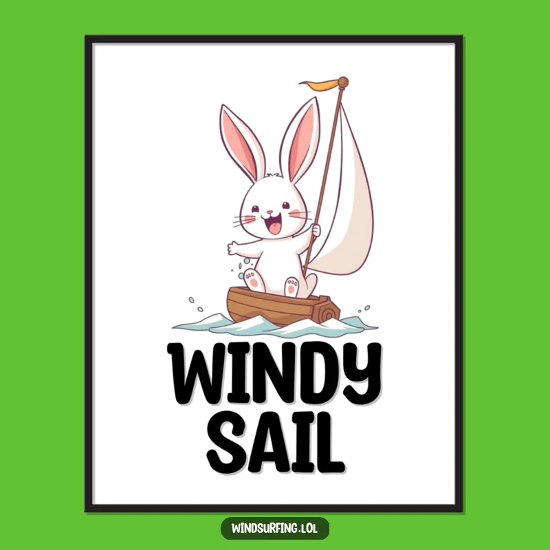Funny Bunny Sailing Digital Art: Instant Motivational Wall Decor