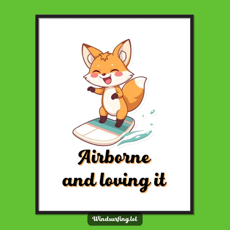 Funny Fox Windsurfing Digital Art: Hilarious Decor for Instant Joy