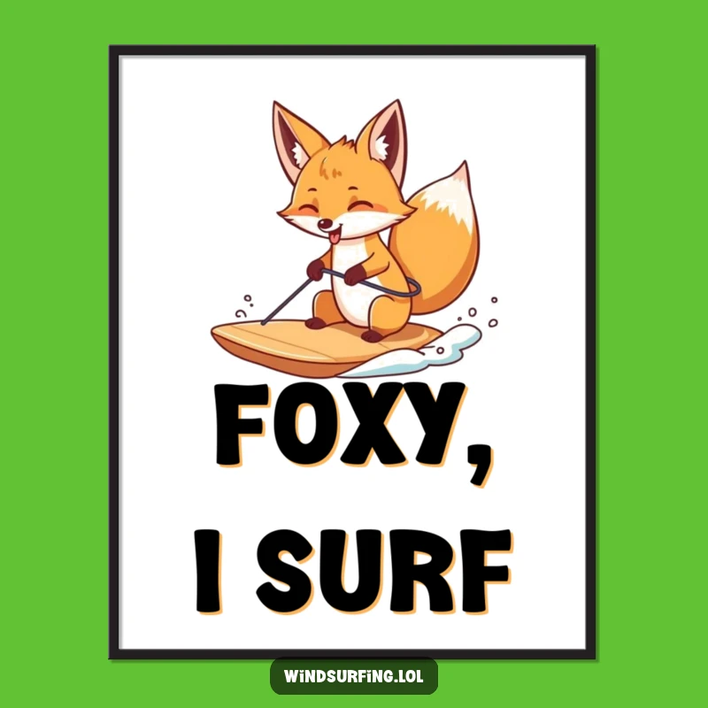 Funny Fox Windsurfing Tongue Digital Art - Printable Water Fun