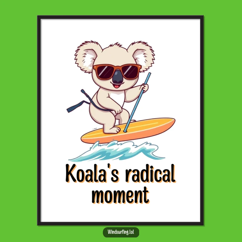 Funny Koala Windsurfer Digital Art Print: Hilarious Downloadable Gift