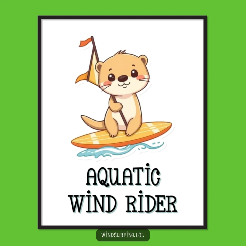 Funny Otter Surfing Digital Art: Hilarious & Coastal Art for Your Walls