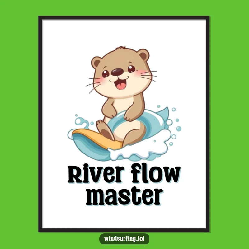 Funny Otter Surfing Digital Art - Instant Cheerful Ocean Decor