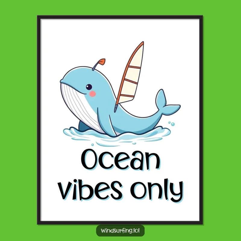 Funny Whale Windsurfing Digital Art - Instant Laughs for Your Walls