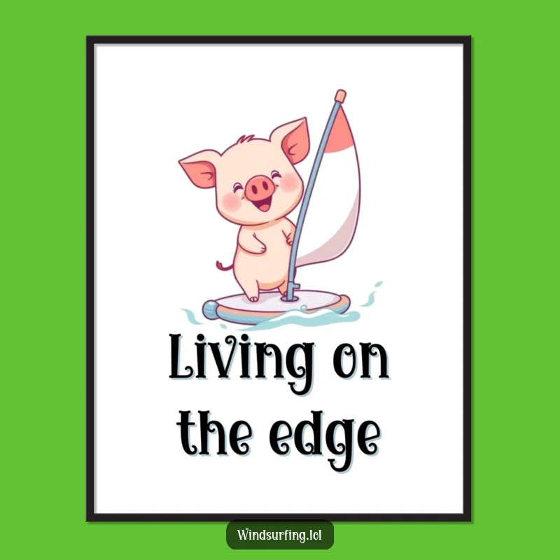Funny Piglet Windsurfing Digital Art - Instant Whimsical Decor for Cheerful Homes