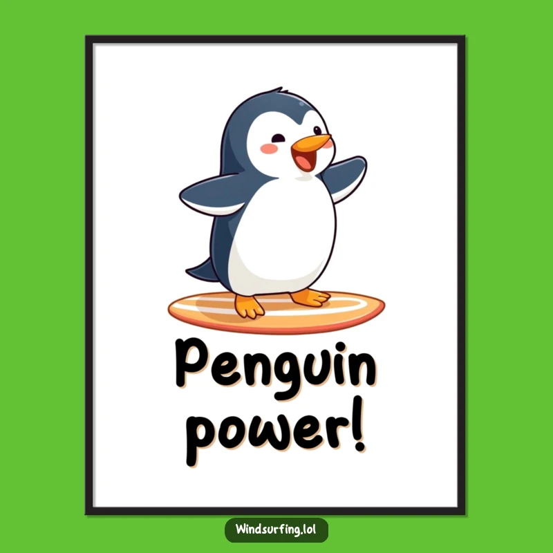Funny Penguin Surfing Digital Art: Instant Joy with a Gliding Penguin