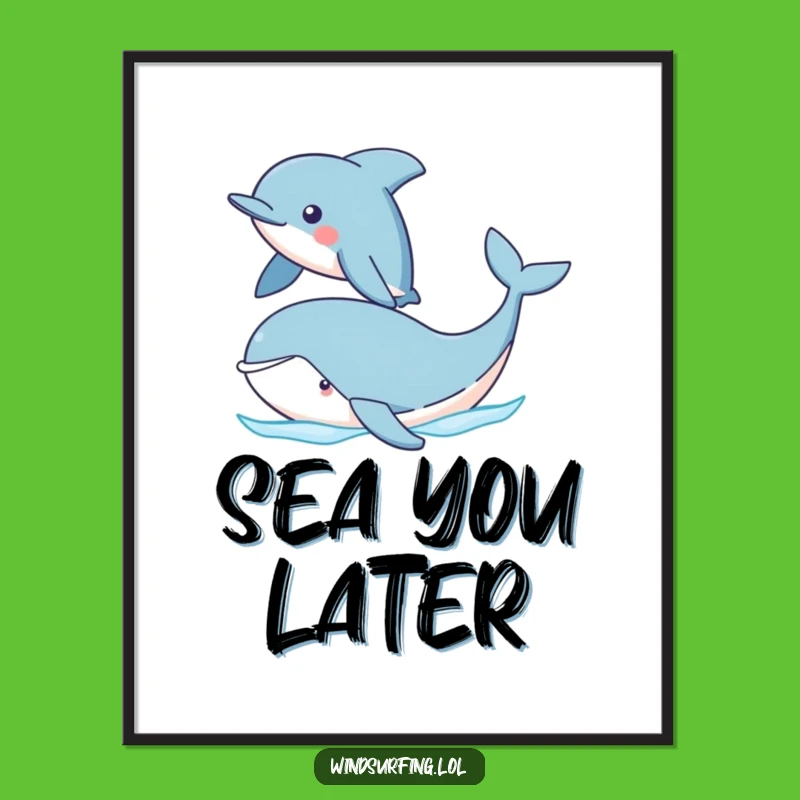 Funny Dolphin Sailing Whale Digital Art: Instant Ocean-Themed Wall Decor